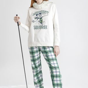 Pijama de Mujer Disney Mickey Mouse de Admas 💚 | Conjunto Largo de Algodón Suave con Pantalón de Cuadros Verdes | Ideal para Otoño e Invierno | Envío en 24 h y Gratis desde 70 € modelo 63312