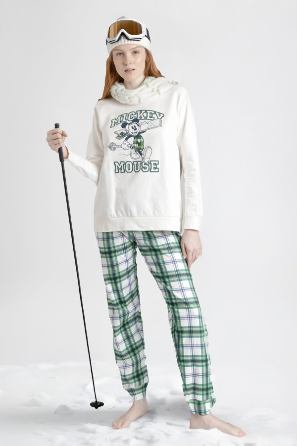 Pijama de Mujer Disney Mickey Mouse de Admas 💚 | Conjunto Largo de Algodón Suave con Pantalón de Cuadros Verdes | Ideal para Otoño e Invierno | Envío en 24 h y Gratis desde 70 € modelo 63312
