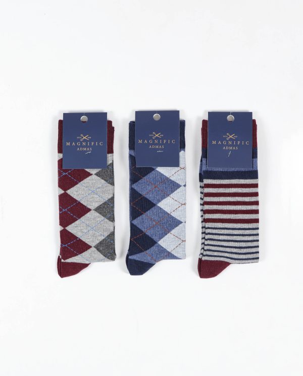 ADMAS Calcetines para Hombre Modelo 29113 | Pack de 3 Diseños Exclusivos: Rombos y Rayas | Suavidad, Elegancia y Comodidad Premium | Talla Única 39–44 | Envío Express 24 h 🚚
