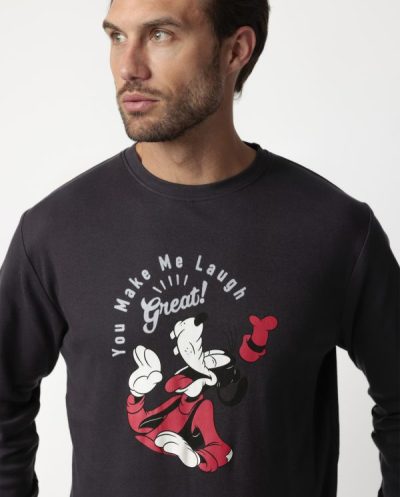 🛌 Pijama Hombre goofy Disney by ADMAS | Modelo “You Make Me Laugh” | Conjunto de Dos Piezas en Algodón Suave | Camiseta Negra de Manga Larga y Pantalón Gris Estampado | Tallas M-L-XL | Envío en 24h y Gratis desde 70 € 🚚✨ modelo 63223 - Imagen 3