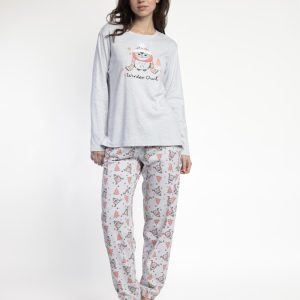 Pijama de Mujer Admas: Conjunto de Camiseta de Manga Larga con Diseño de Búho Invernal modelo 63592