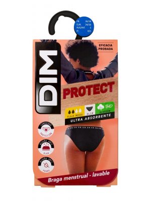 Braguita menstrual lavable de algodón bio* negra -flujo medio Dim Protect ay7
