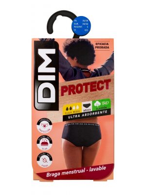 Culotte menstrual lavable de algodón bio* negro - flujo medio Dim Protect modelo aya talla m y l