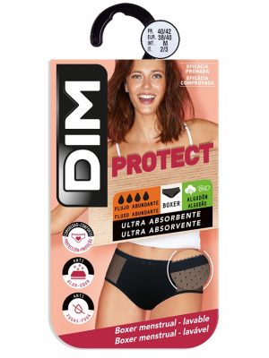 Culotte menstrual de algodón orgánico y encaje Negro Flujo abundante Dim Protect bz5 talla s