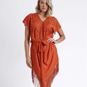 Vestido Étnico con Flecos de Mujer Admas Modelo 19730 – Elegancia Boho para Días con Estilo