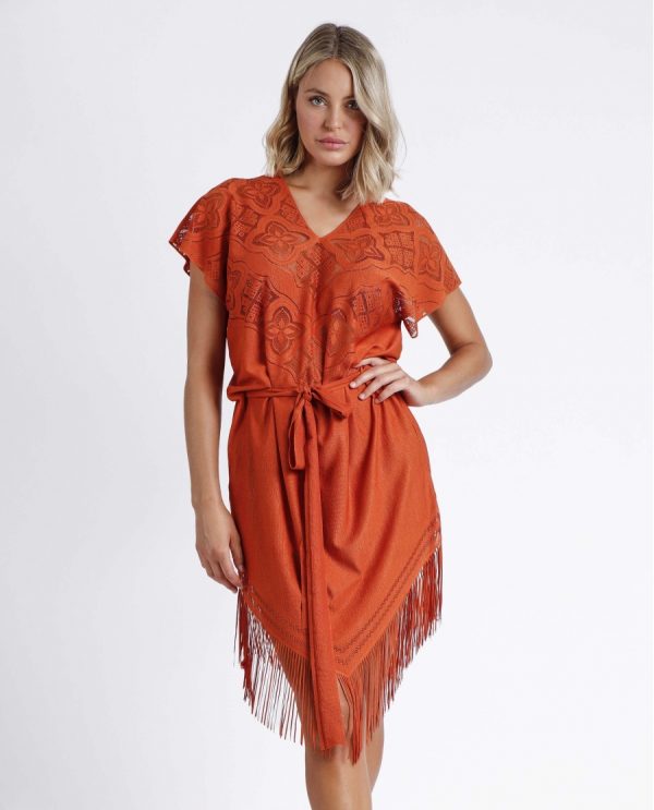 Vestido Étnico con Flecos de Mujer Admas Modelo 19730 – Elegancia Boho para Días con Estilo