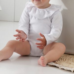 Body bebé Rapife 902 algodón suave blanco rosa beige