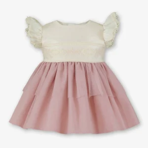 Vestido Miranda Ceremonia Marfil y Rosa con Lazo Trasero modelo 390124
